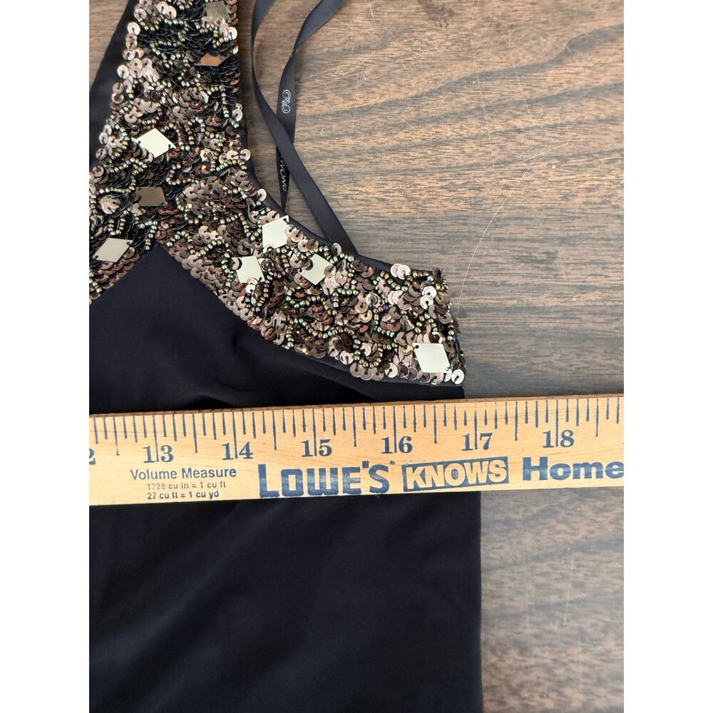 Sue Wong Nocturne Beaded Sequin Black Cocktail Dress Retro Romance Flapper Y2K 8 - Picture 10 of 11